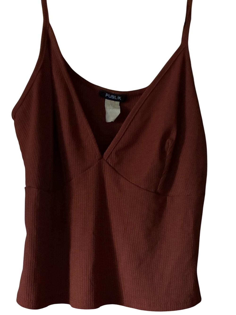 PUBLIK Rust Orange Ribbed V-Neck Camisole Tank Top
